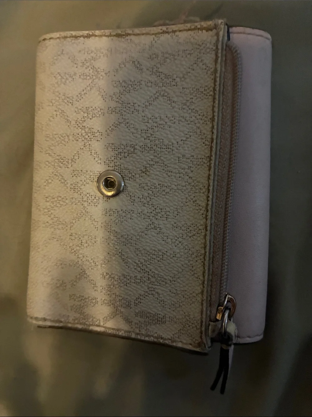 Michael Kors Pink and White Signature Compact Wallet
